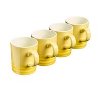 Cooks Professional Set Of 4 Colourful Stoneware Mugs - Tea Coffee Drinking Cups 350Ml Capacity - Dishwasher & Microwave Safe - Yellow