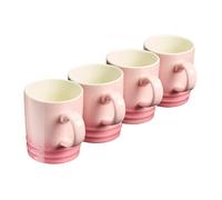 Cooks Professional 4 Piece Colourful Stoneware Mug Set | Tea Coffee Hot Chocolate Drinking Cups | Microwave Dishwasher Refrigerator Freezer Safe | 350ml Capacity | Pink