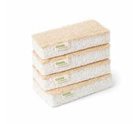 Cooks Professional Set of 4 Eco Scourer Sponges | Biodegradable & Compostable Multipurpose Cleaning Sponge for Kitchen, Bathroom, Household | 100% Natural Cellulose & Loofah | Plastic Free |