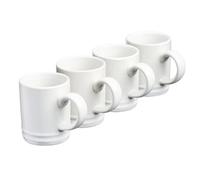Cooks Professional Set Of 4 Espresso Coffee Cups - Dishwasher & Microwave Safe Mini Stoneware Mugs 100Ml Capacity - White