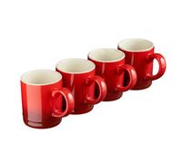 Cooks Professional Set Of 4 Espresso Coffee Cups - Dishwasher & Microwave Safe Mini Stoneware Mugs 100Ml Capacity - Red