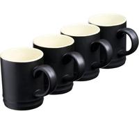 Cooks Professional 4 Piece Espresso Coffee Cup Set | Dishwasher & Microwave Safe Durable Stoneware Stylish Colourful Graduated Design Mini Drinking Mugs | 100ml Capacity | Black