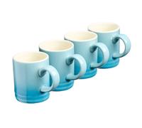 Cooks Professional 4 Piece Espresso Coffee Cup Set | Dishwasher & Microwave Safe Durable Stoneware Stylish Colourful Graduated Design Mini Drinking Mugs | 100ml Capacity | Blue
