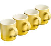 Cooks Professional Set of 4 Espresso Coffee Cups - Mini Colourful Stoneware Mugs 100ml in Yellow Cooks Professional Yellow