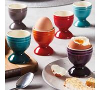Cooks Professional Set of 6 Egg Cups | Durable Chip Resistant Ceramic Stoneware Dinnerware Graduated Design Egg Holders | Dishwasher & Microwave Safe | Multicoloured