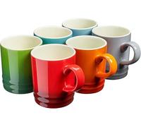 Cooks Professional 6 Piece Colourful Stoneware Mug Set | Tea Coffee Hot Chocolate Drinking Cups | Microwave Dishwasher Refrigerator Freezer Safe | 350ml Capacity | Multicolour