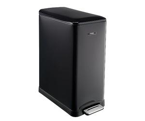 Cooks Professional Slimline Dual Recycle Pedal Bin 50L | 20 + 30L Removable Compartments & Soft Close Lid | Double Section Stainless Steel Kitchen or Office Dustbin for Recycling or Waste | Black
