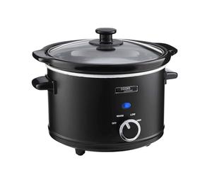 Cooks Professional Slow Cooker 2.5 Litre with Glass Lid, Cool Touch Handles, Dishwasher Safe Bowl, 2 Heat Settings & Keep Warm Function | Small Mini One Pot Cooking Machine | Black