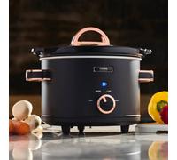 Cooks Professional Slow Cooker 2.5L With Analogue Control, Glass Lid & Removable Ceramic Bowl - Black & Rose Gold