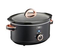 Cooks Professional Slow Cooker 3.5 Litre with Glass Lid, Cool Touch Handles, Dishwasher Safe Bowl, 2 Heat Settings & Keep Warm Function | Small One Pot Cooking Machine | Black & Rose Gold