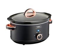 Cooks Professional Slow Cooker 3.5L With Analogue Control, Glass Lid & Removable Ceramic Bowl - Black & Rose Gold
