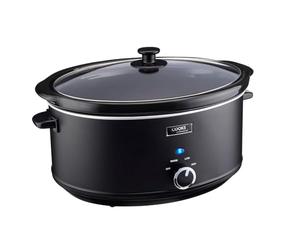 Cooks Professional Slow Cooker 6.5 Litre with Glass Lid, Cool Touch Handles, Dishwasher Safe Bowl, 2 Heat Settings & Keep Warm Function | Large One Pot Cooking Machine | Black