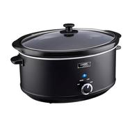 Cooks Professional Slow Cooker 6.5L with Glass Lid & Cool Touch Handles | Dishwasher Safe Bowl, 2 Heat Settings & Keep Warm Function, Large One Pot Cooking Machine | Black