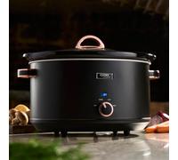 Cooks Professional Slow Cooker 8 Litre with Glass Lid, Cool Touch Handles, Dishwasher Safe Bowl, 2 Heat Settings & Keep Warm Function | X-Large One Pot Cooking Machine | Black & Rose Gold