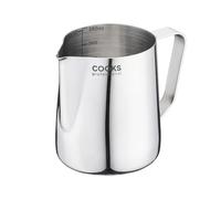 Cooks Professional Stainless Steel Milk Steaming Jug with Pouring Spout & Internal Measurement Guides | 350ml Capacity | Rust-Resistant Frother Pitcher Cup for Latte Cappuccino Coffee Art | Silver