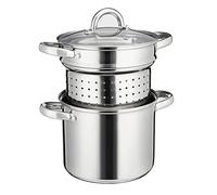 Cooks Professional Stainless Steel Pasta Pot l 5 Litre Stockpot with Glass Lid & Removable Strainer Insert | Thick Induction Base | Suitable for All Hob Types