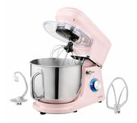 Cooks Professional Stand Mixer 1200W with 6 Speeds & 7L S-Steel Mixing Bowl | Pulse Function, Splash Guard, Whisk, Beater & Dough Hook, Electric Kitchen Mixer for Cakes, Bread, Baking | Pink