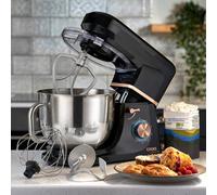 Cooks Professional Stand Mixer 1200W with 6 Speeds & Pulse, 7L S-Steel Mixing Bowl, Splash Guard, Whisk, Beater & Dough Hook | Electric Kitchen Mixer for Cakes, Bread, Baking | Black & Rose Gold