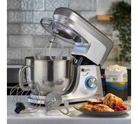 Cooks Professional Stand Mixer 1200W with 6 Speeds & Pulse Function, 7L Stainless Steel Mixing Bowl, Splash Guard, Whisk, Beater & Dough Hook | Electric Kitchen Mixer for Cakes, Bread, Baking | Silver
