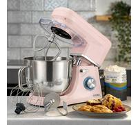 Cooks Professional Stand Mixer 1200W with 6 Speeds & Pulse Function, 7L Stainless Steel Mixing Bowl, Splash Guard, Whisk, Beater & Dough Hook | Electric Kitchen Mixer for Cakes, Bread, Baking | Pink