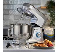 Food Baking Stand Mixer 8 Speed 7 Litre Mixing Bowl 1200W Silver Cooks Professional Silver One Size