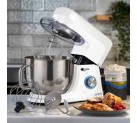 Cooks Professional Stand Mixer 1200W with 6 Speeds & Pulse Function, 7L Stainless Steel Mixing Bowl, Splash Guard, Whisk, Beater & Dough Hook | Electric Kitchen Mixer for Cakes, Bread, Baking | White