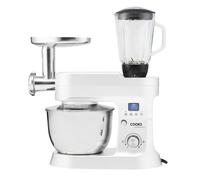Cooks Professional Stand Mixer & Mincer 1200W | Electric Food Mixer with Pulse Setting | 6.2 Litre Stainless Steel Bowl | Blending Jug, Dough Hook, Whisk, Beater & Splash Guard | White