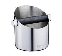Cooks Professional Steel Espresso Knock Box | Coffee Grounds Bin | Silver | Stainless-Steel Container with Non-Slip Base & Removable Silicone Coated Barista Bar for Mess-Free Disposal