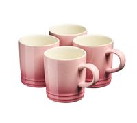 Cooks Professional 4 Piece Colourful Stoneware Midi Mug Set | Mid-Sized Coffee Cappuccino Latte Drinking Cups | Microwave & Dishwasher Safe Ceramic with Graduated Colour | 240ml Capacity | Pink