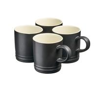Cooks Professional 4 Piece Colourful Stoneware Midi Mug Set, 240ml | Black | Set of 4 Mid-Sized Coffee Cappuccino Latte Drinking Cups, Microwave & Dishwasher Safe Ceramic with Graduated Colour