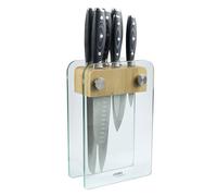 Cooks Professional Ultimate 6 Piece Knife Set | with Glass and Bamboo Knife Block| Micarta Handle | German Steel | Chef | Home Kitchen