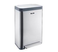 Cooks Professional X-Large Pedal Bin 65L with Single Pedal Operation | XL Wide Single Compartment Stainless Steel Kitchen Recycling or Waste Dustbin with Soft Close Lid & Removable Inner | Silver