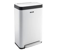 Cooks Professional X-Large Pedal Bin 65L with Single Pedal Operation | XL Wide Single Compartment Stainless Steel Kitchen Recycling or Waste Dustbin with Soft Close Lid & Removable Inner | White