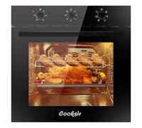 Cooksir 60L Built-In Electric Oven with 13amp Plug - 6 Functions, 2200W Electric Oven Built in, Rotary Knob Controls, 50℃-250℃, Single Oven Built in with Timer, Includes Grill & Baking Tray