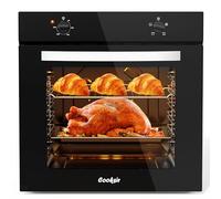 Cooksir 65L Built in Oven, 2000W Electric Single Oven Built in with Single Upper Tube, 4 Cooking Functions, 50℃-250℃ Knob Control, Detachable Door & Racks, Light, 6-Layer Racks