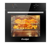 Cooksir Built-In Electric Oven 65L with Grill, 2200W Single Oven with 13amp Plug, 60cm Installed ovens, 4 Functions, 6 Shelves, Removable Door & Interior Light for Easy Clean