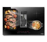 Cooksir Induktionskochfeld mit Dunstabzug, Einbau 77 CM Kochfeld Induction 4 Platten, 6400W Induction feld mit 135W Dunstabzug, 220-240V, ohne Stecker