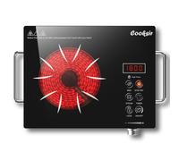 Cooksir Single Ceramic Hob Portable with BS Plug, Plug in Ceramic Hob, Knob and Touch Control, Electric Hob 1 Ring 2000W, Tabletop with Handle, Rubber Foot Mats, Safety Lock, 230V