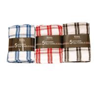 Cooksmart 5 Pack Kitchen Tea Towels - Red & White