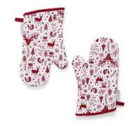Cooksmart A Nordic Christmas Gauntlet Oven Glove | British Designed, Heat Resistant, Quilted Cotton, Baking, Roasting, Secure Grip, Hanging Loop, Machine Washable