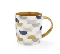 Cooksmart Bauhaus Geo Cord Barrel Coffee Mug for Tea and Hot Drinks | British Designed, Ceramic Stoneware, Large Capacity, Comfortable Handle, Tea Time, Coffee Use, Durable Finish