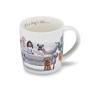 Cooksmart British Designed Barrel Coffee Mug | Ceramic Coffee Mugs for Home or Work | Large Mugs for Hot Drinks | Tea and Coffee Cups - It's a Dogs Life