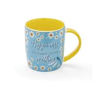 Cooksmart British Designed Barrel Coffee Mug | Ceramic Coffee Mugs for Home or Work | Large Mugs for Hot Drinks | Tea and Coffee Cups - Hapiness
