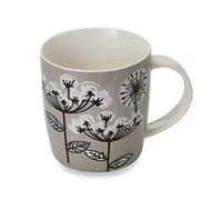 Cooksmart British Designed Barrel Coffee Mug | Ceramic Coffee Mugs for Home or Work | Large Mugs for Hot Drinks | Tea and Coffee Cups - Retro Meadow