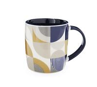 Cooksmart British Designed Barrel Coffee Mug | Ceramic Coffee Mugs for Home or Work | Large Mugs for Hot Drinks | Tea and Coffee Cups - Bauhaus Geo