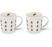 Cooksmart British Designed Barrel Coffee Mug | Ceramic Coffee Mugs for Home or Work | Large Mugs for Hot Drinks | Tea and Coffee Cups - Bee Different (Pack of 2)