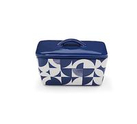 Cooksmart British Designed Ceramic Butter Dish with Lid | Large Butter Dish for All Types of Kitchens | Butter Dishes for All Sizes of Butter (Bauhaus Geo), Blue