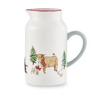 Cooksmart British Designed Christmas 1 Pint Milk Jug | Ceramic Milk Jug for All Type of Kitchens | Traditional Ceramic Jug for Milk or Cream - Christmas On The Farm