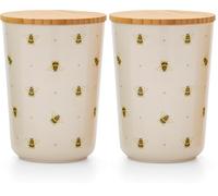 Cooksmart British Designed Kitchen Canisters With Bamboo Lid | Kitchen Storage Canisters For Modern Kitchens | Tea Coffee and Sugar Canisters Set For All Types Of Kitchens (Bumble Bees - 2086)
