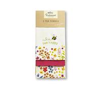 Bee Happy Pack of 3 Tea Towels Cooksmart Cream One Size